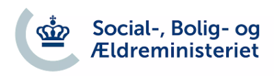 Socialministeriets logo med tekst og blå kongekrone